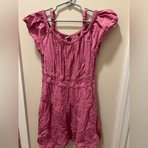 Girls Sz Large 10-12 Mauve Cold Shoulder Cotton Blend Midi Dress